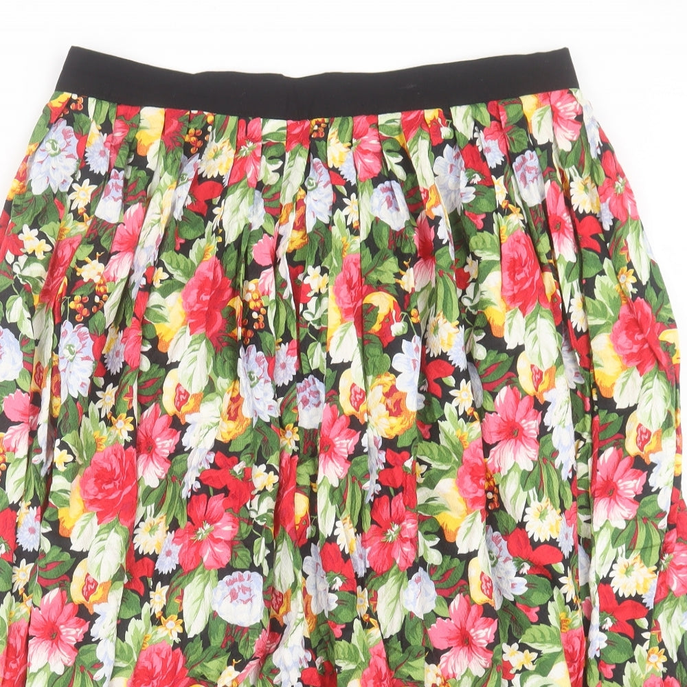 Chiemsee Womens Multicoloured Floral Polyester A-Line Skirt Size 36 in Regular Button
