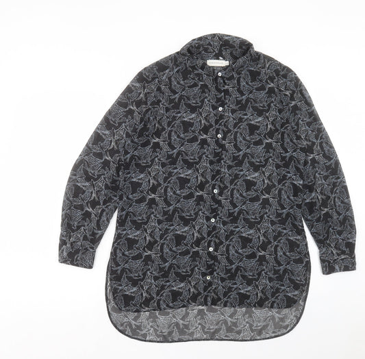 Paraphrase Womens Black Geometric Polyester Basic Button-Up Size 14 Collared