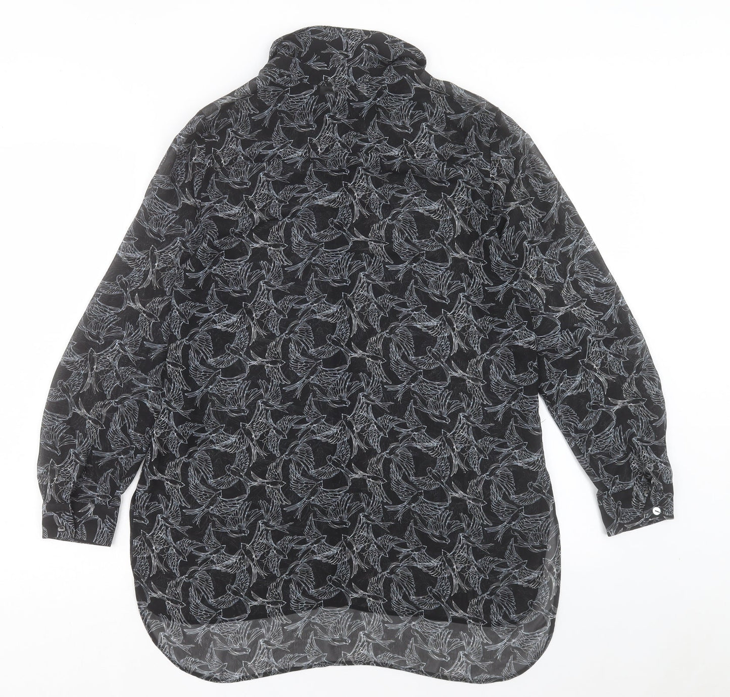 Paraphrase Womens Black Geometric Polyester Basic Button-Up Size 14 Collared