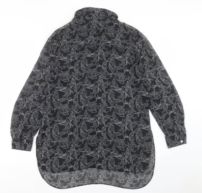 Paraphrase Womens Black Geometric Polyester Basic Button-Up Size 14 Collared