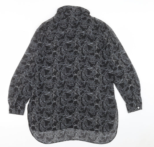 Paraphrase Womens Black Geometric Polyester Basic Button-Up Size 14 Collared