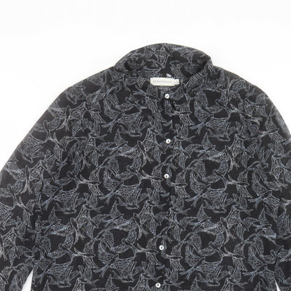 Paraphrase Womens Black Geometric Polyester Basic Button-Up Size 14 Collared