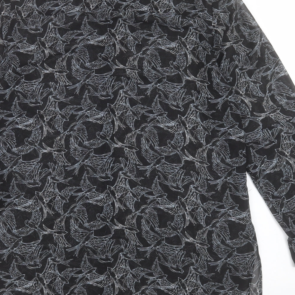 Paraphrase Womens Black Geometric Polyester Basic Button-Up Size 14 Collared