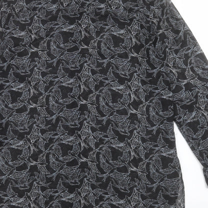 Paraphrase Womens Black Geometric Polyester Basic Button-Up Size 14 Collared