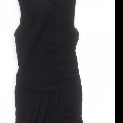 Savida Womens Black Polyester A-Line Size 12 Crew Neck Zip