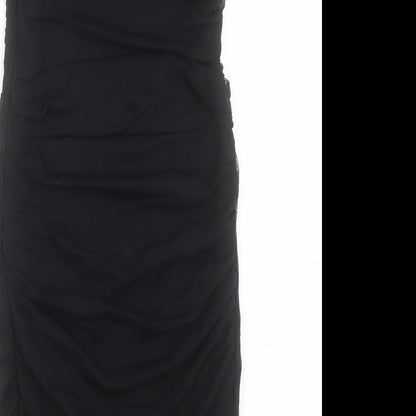 Savida Womens Black Polyester A-Line Size 12 Crew Neck Zip