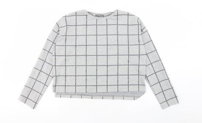 Primark Womens Grey Check Polyester Pullover Sweatshirt Size S Pullover - Size 10-12