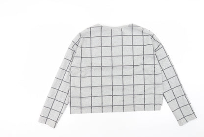Primark Womens Grey Check Polyester Pullover Sweatshirt Size S Pullover - Size 10-12