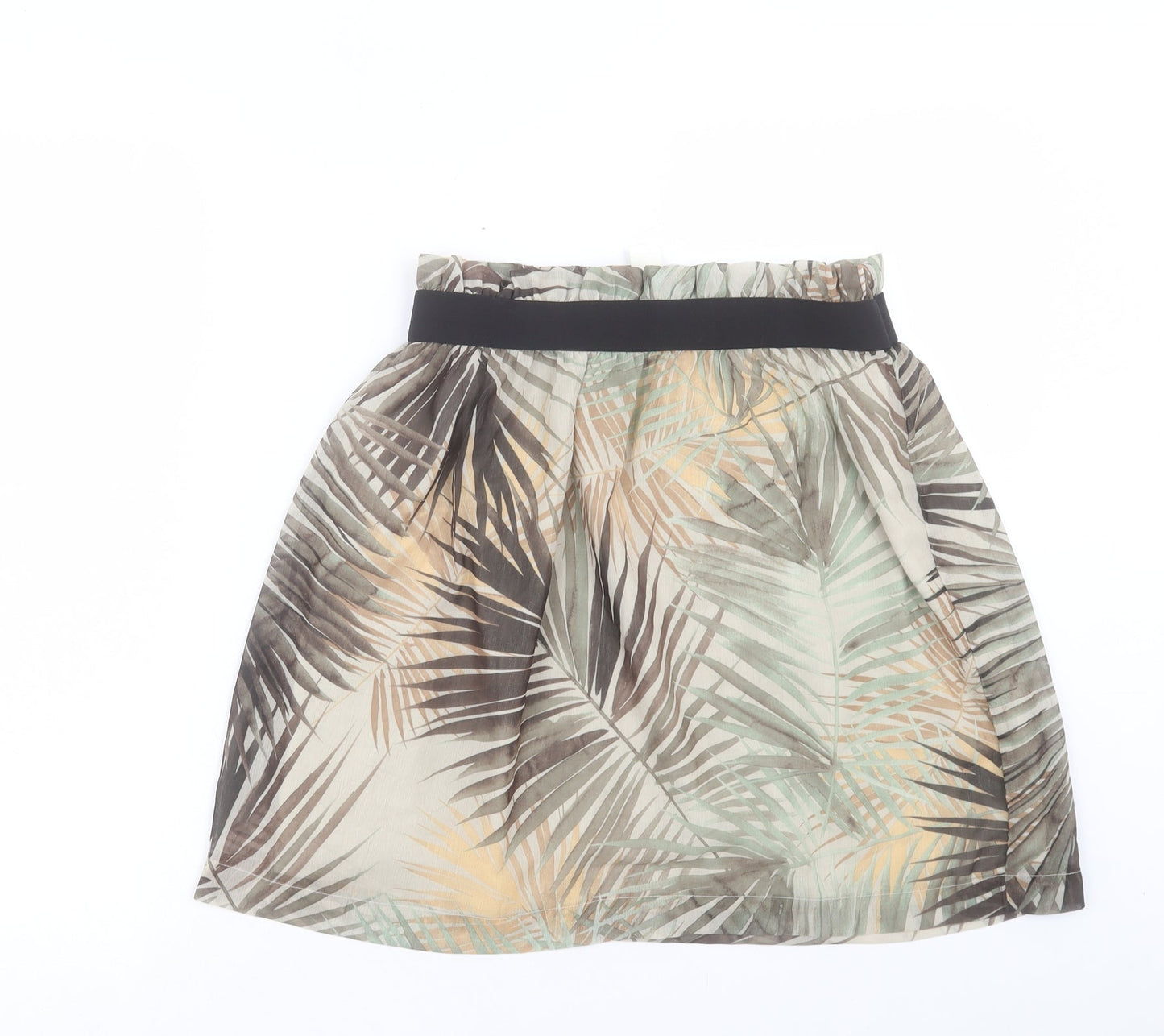 H&M Womens Green Geometric Polyester A-Line Skirt Size 10 - Leaf Print