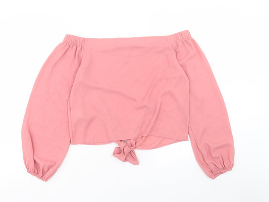 Womens UK Size 10 New Look Pink Basic Blouse