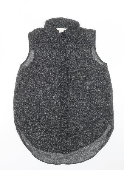 Womens UK Size 6 H&M Black Basic Button-Up