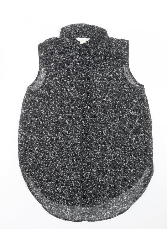 Womens UK Size 6 H&M Black Basic Button-Up