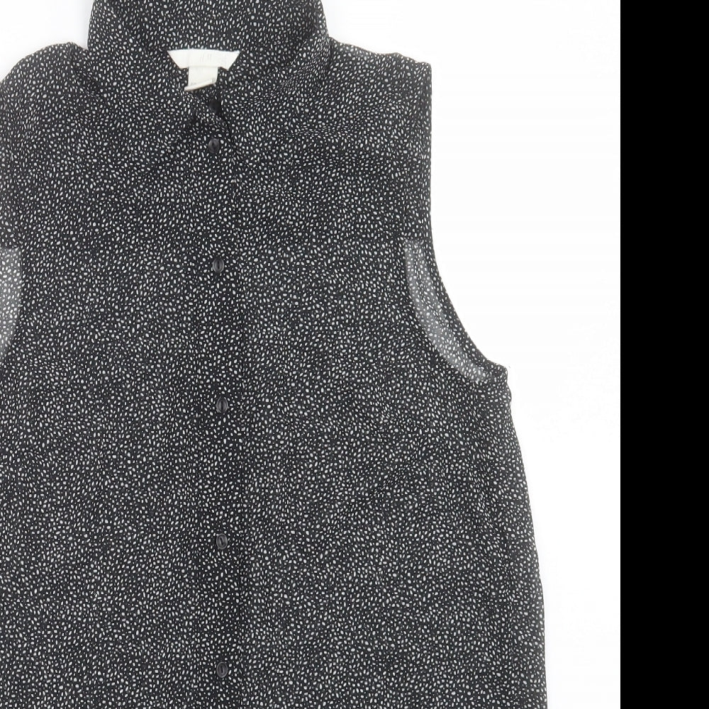 Womens UK Size 6 H&M Black Basic Button-Up