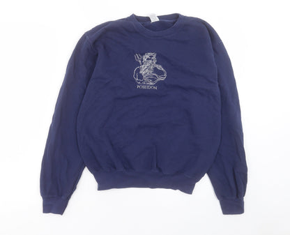 Fruit of the Loom Womens Blue Cotton Pullover Sweatshirt Size S Pullover