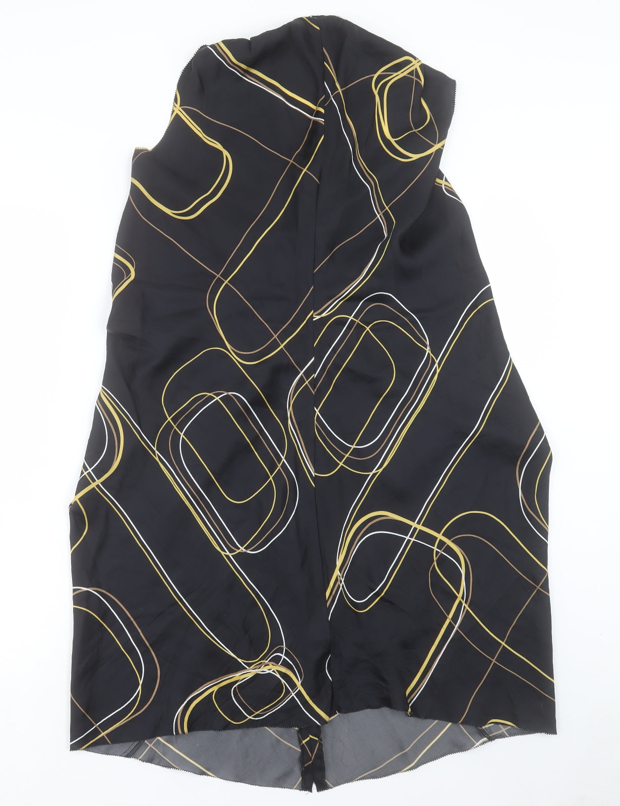 BR Womens Black Geometric Silk A-Line Size 6 V-Neck Pullover