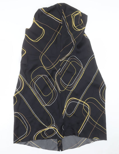 BR Womens Black Geometric Silk A-Line Size 6 V-Neck Pullover