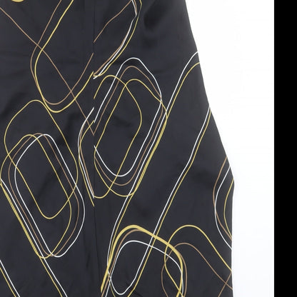BR Womens Black Geometric Silk A-Line Size 6 V-Neck Pullover