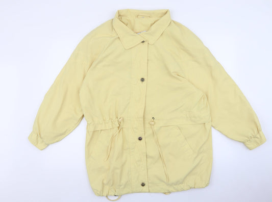 Klass Womens Yellow Trench Coat Coatigan Size S Button - Adjustable Waist