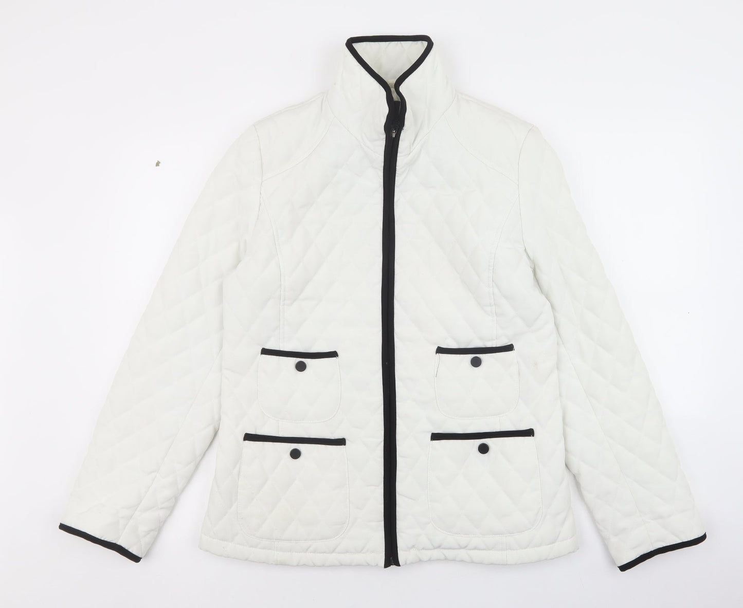 Womens UK Size M Gallery White Quilted Coat