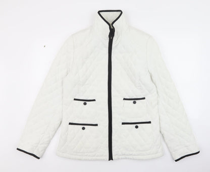 Womens UK Size M Gallery White Quilted Coat