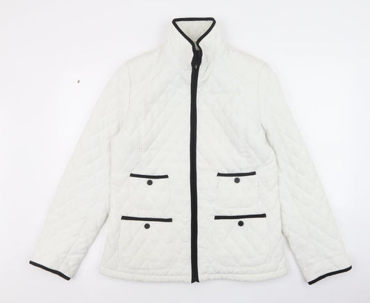 Womens UK Size M Gallery White Quilted Coat