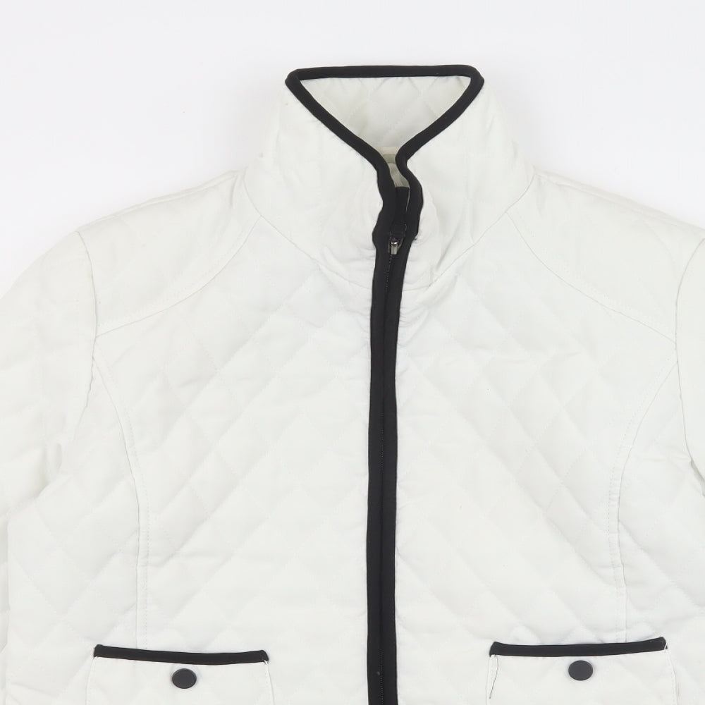 Womens UK Size M Gallery White Quilted Coat