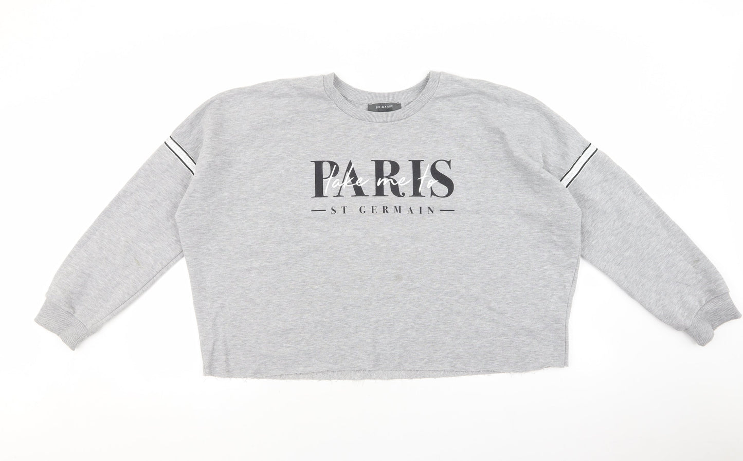 Primark Womens Grey Polyester Pullover Sweatshirt Size M - Paris, Glitter