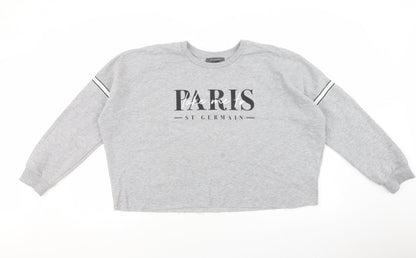 Primark Womens Grey Polyester Pullover Sweatshirt Size M - Paris, Glitter