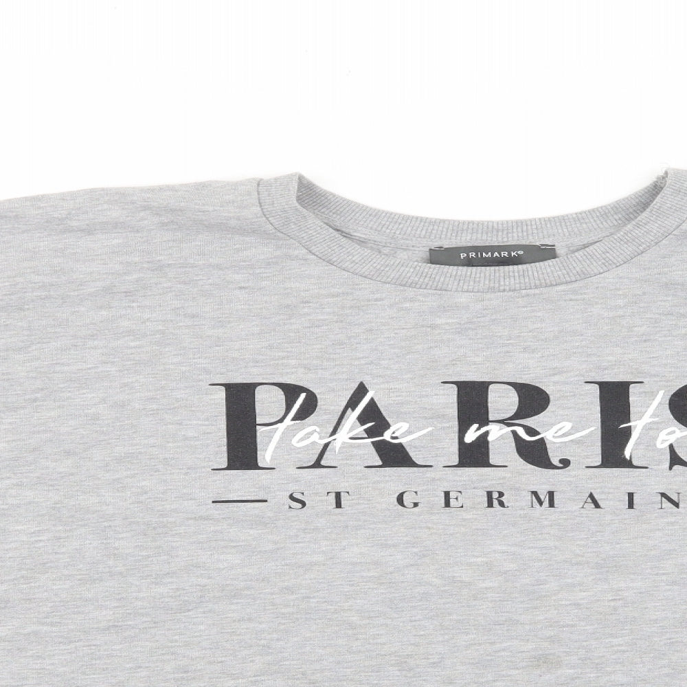 Primark Womens Grey Polyester Pullover Sweatshirt Size M - Paris, Glitter