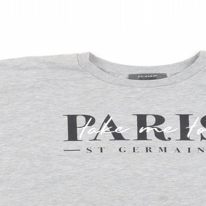 Primark Womens Grey Polyester Pullover Sweatshirt Size M - Paris, Glitter