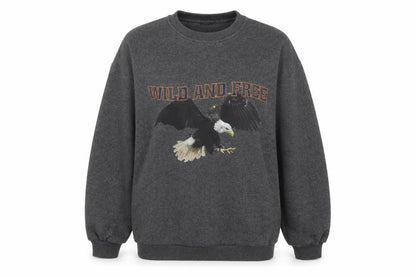 PRETTYLITTLETHING Womens Grey Cotton Pullover Sweatshirt Size S Pullover - Eagle Wild and Free