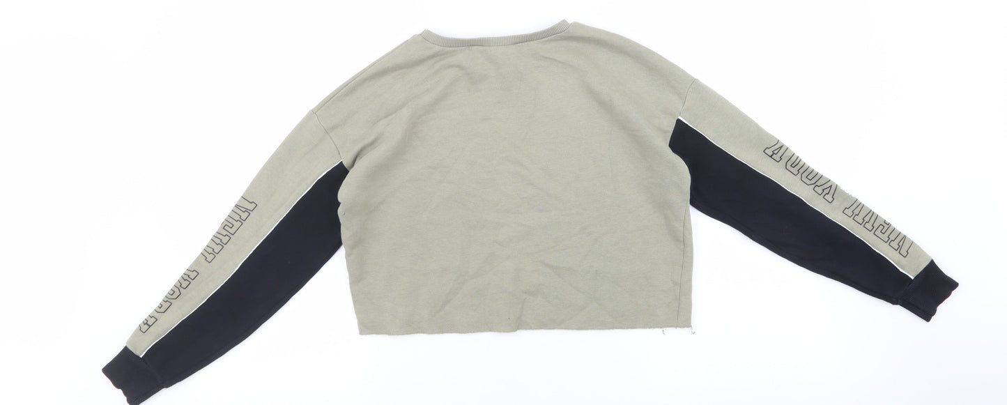 New Look Girls Green Cotton Pullover Sweatshirt Size 10-11 Years - Brooklyn Cropped Jumper