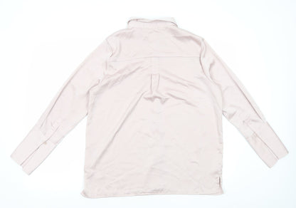Mazing Womens Pink Polyester Basic Button-Up Size S Collared