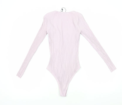Zara Womens Purple Viscose Bodysuit One-Piece Size S Snap - Ribbed