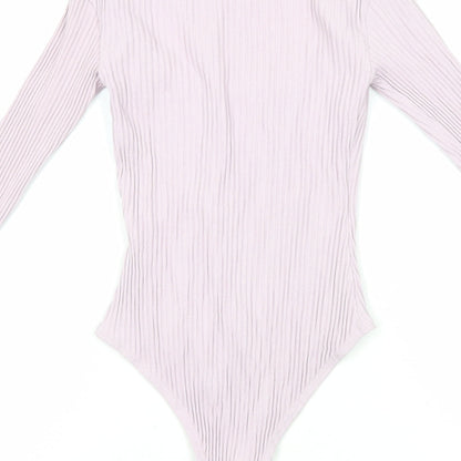 Zara Womens Purple Viscose Bodysuit One-Piece Size S Snap - Ribbed