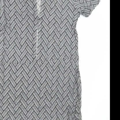H&M Womens Grey Chevron Viscose T-Shirt Dress Size 8 Round Neck Pullover