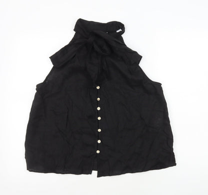 Womens UK Size XS Zara Black Basic Button-Up