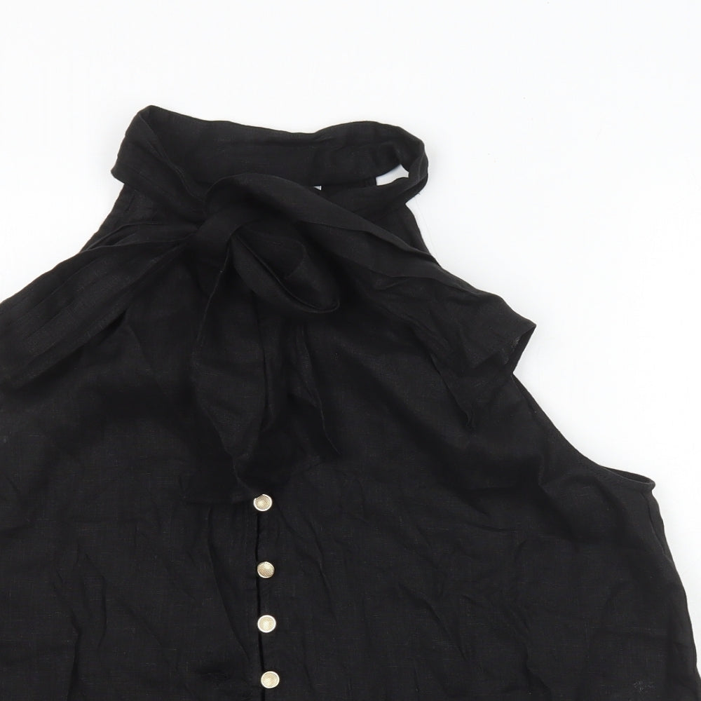 Womens UK Size XS Zara Black Basic Button-Up