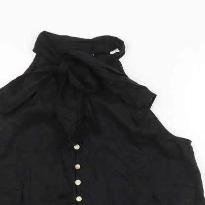 Womens UK Size XS Zara Black Basic Button-Up