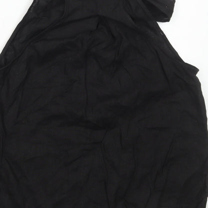 Womens UK Size XS Zara Black Basic Button-Up