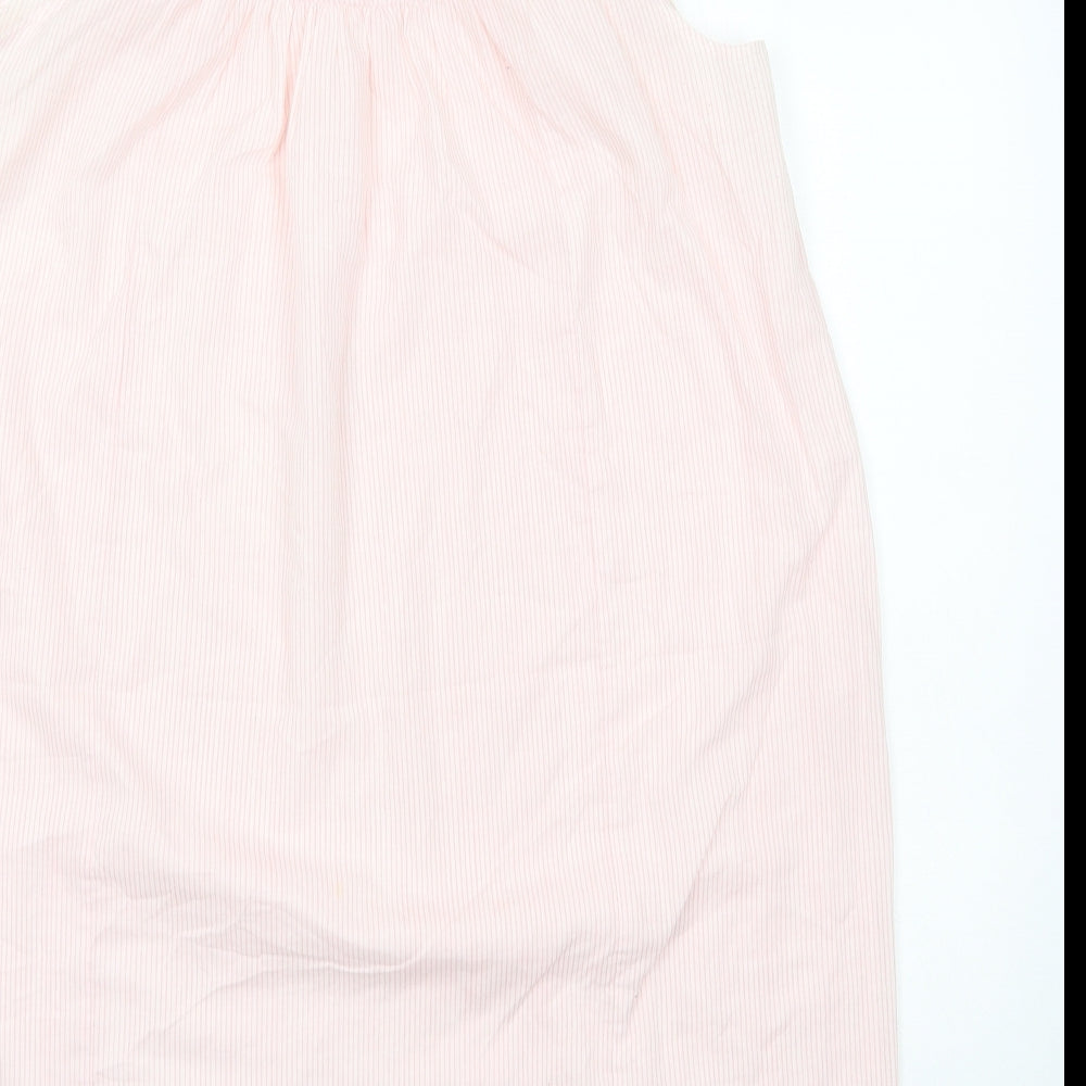 Preworn Womens Pink Striped Viscose A-Line Size 14 Round Neck Pullover - Lace Trim Size 14-16
