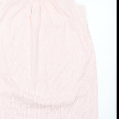Preworn Womens Pink Striped Viscose A-Line Size 14 Round Neck Pullover - Lace Trim Size 14-16