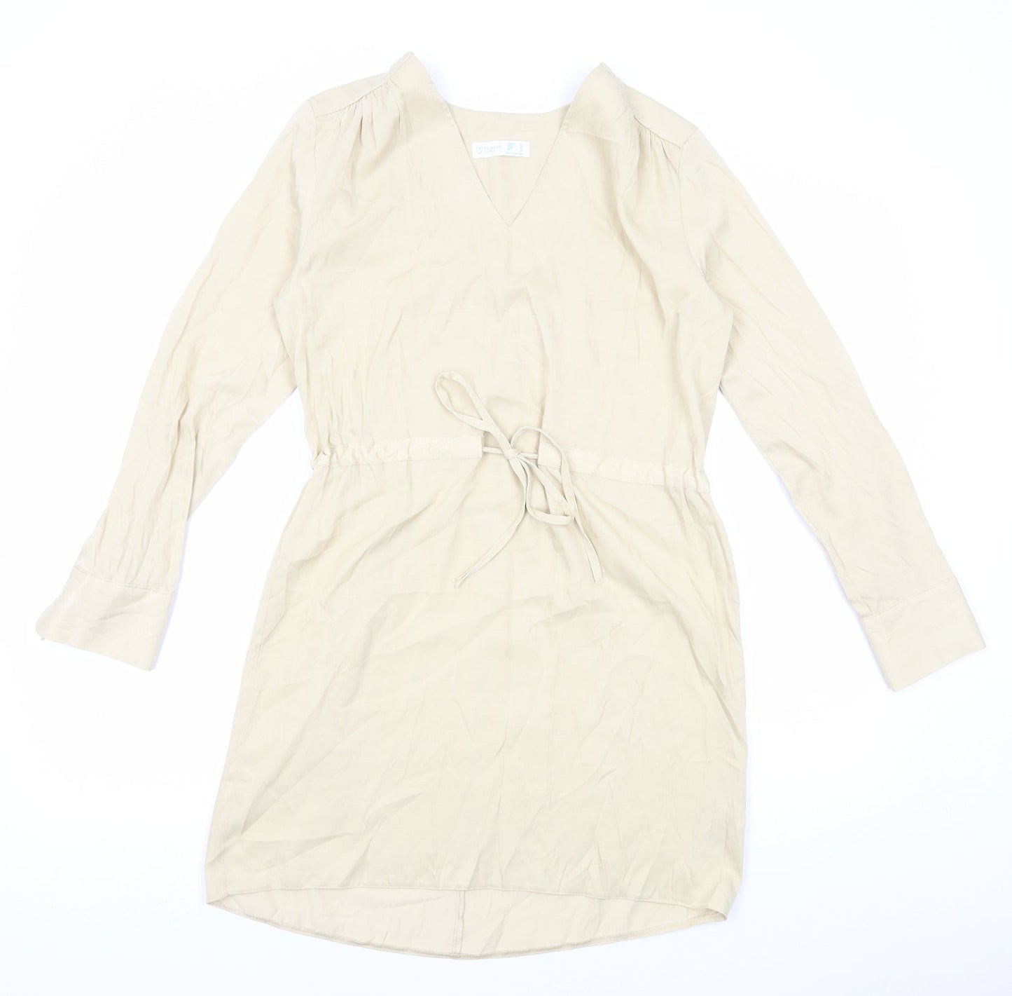 Primark Womens Beige Polyester Shift Size 8 V-Neck Pullover - Drawstring Waist
