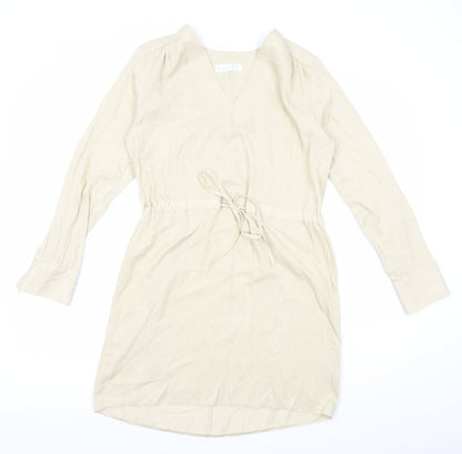 Primark Womens Beige Polyester Shift Size 8 V-Neck Pullover - Drawstring Waist