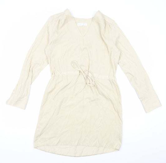 Primark Womens Beige Polyester Shift Size 8 V-Neck Pullover - Drawstring Waist