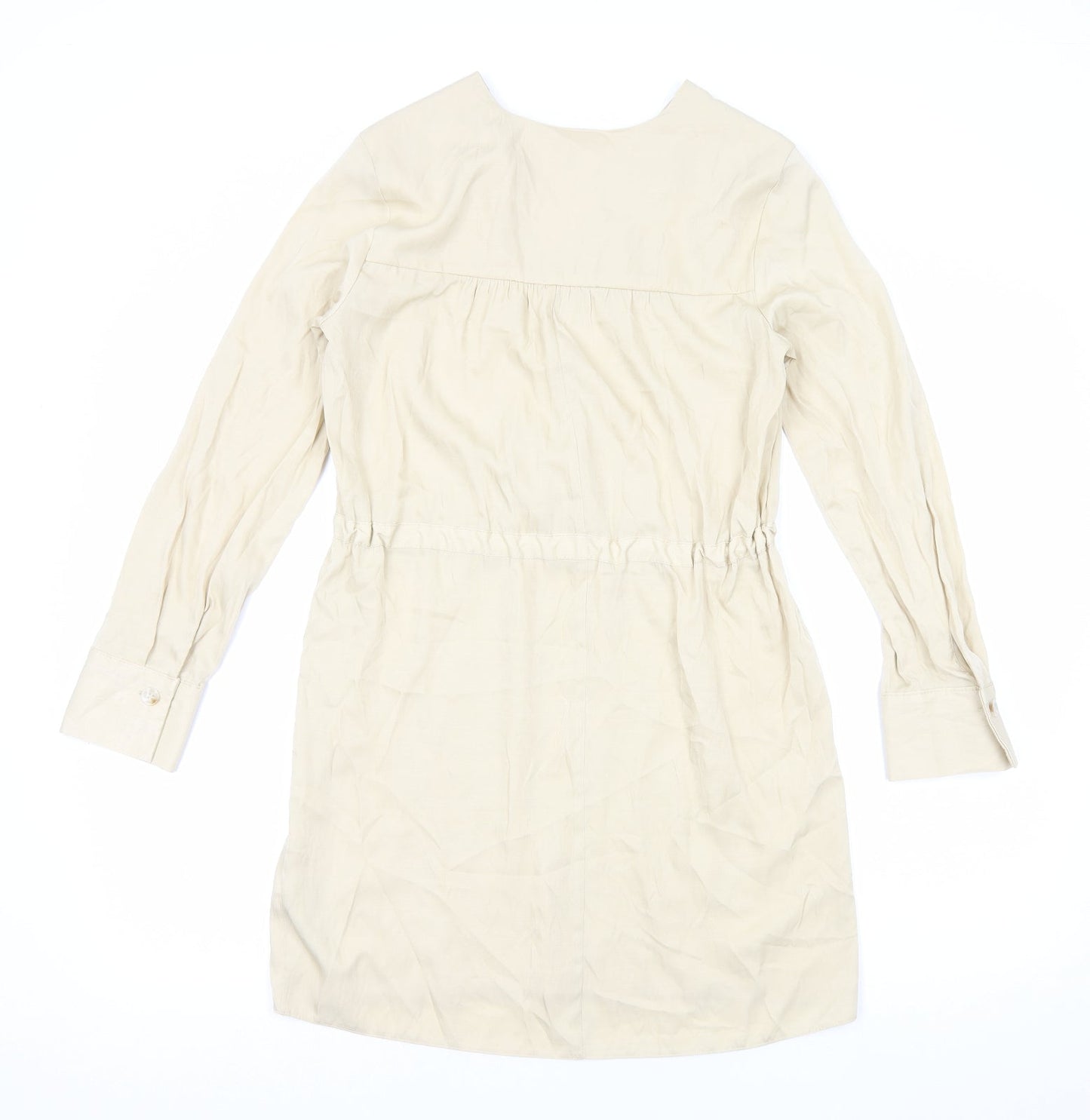 Primark Womens Beige Polyester Shift Size 8 V-Neck Pullover - Drawstring Waist