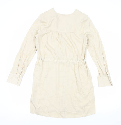 Primark Womens Beige Polyester Shift Size 8 V-Neck Pullover - Drawstring Waist