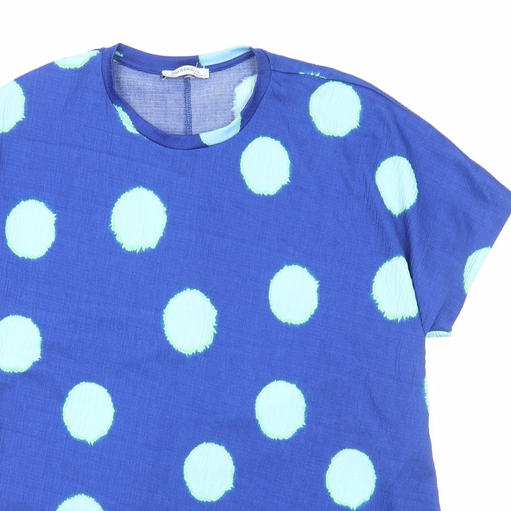Womens UK Size S Zara Blue Basic T-Shirt