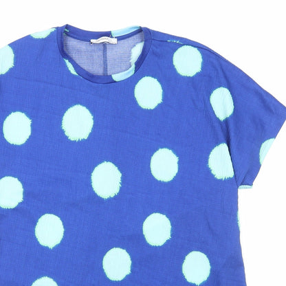 Womens UK Size S Zara Blue Basic T-Shirt