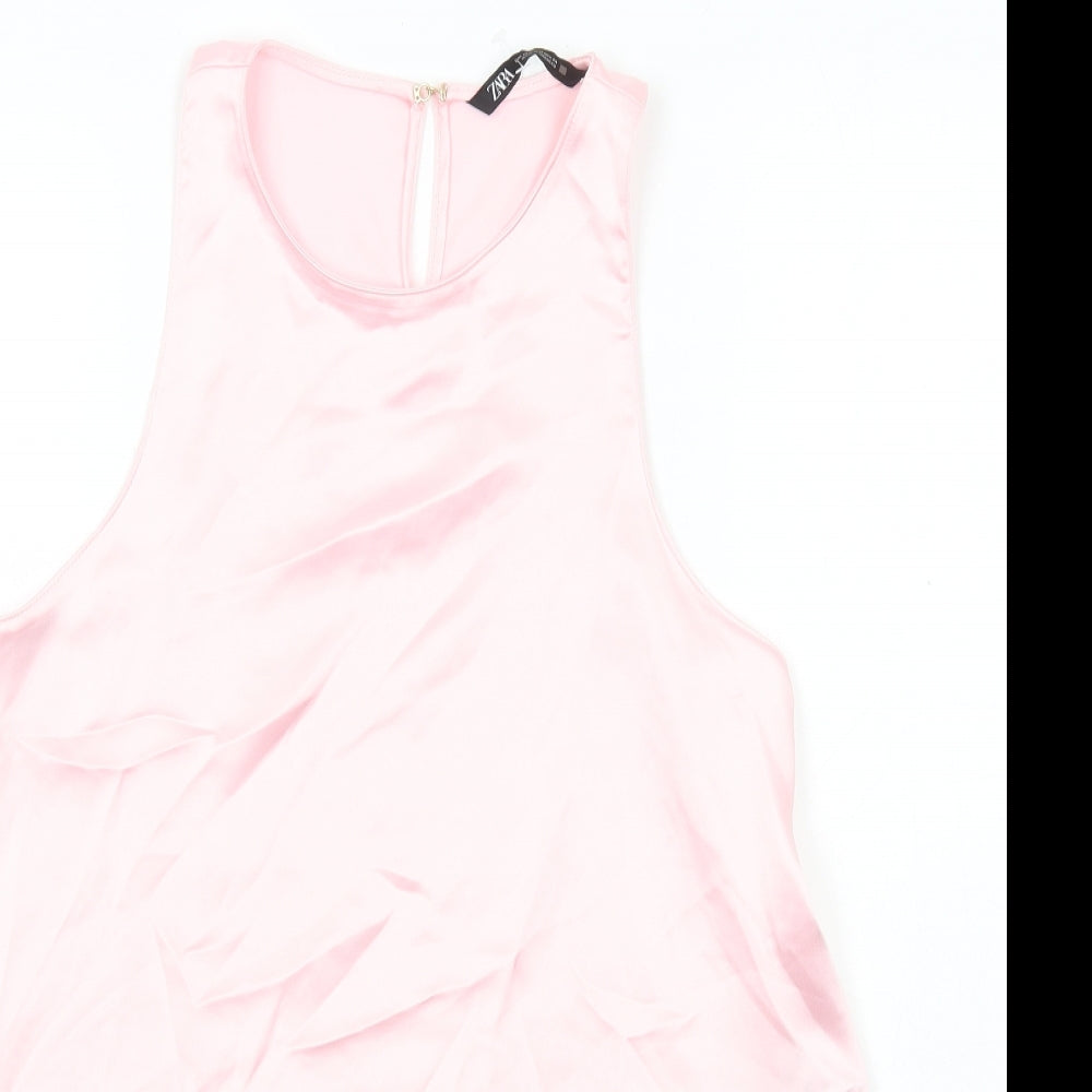 Womens UK Size XS Zara Pink Basic Tank